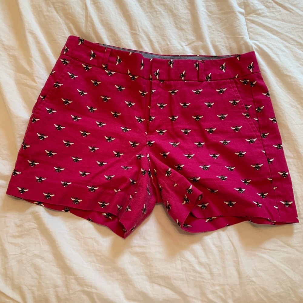 Banana Republic Pink Linen Bee Print Shorts